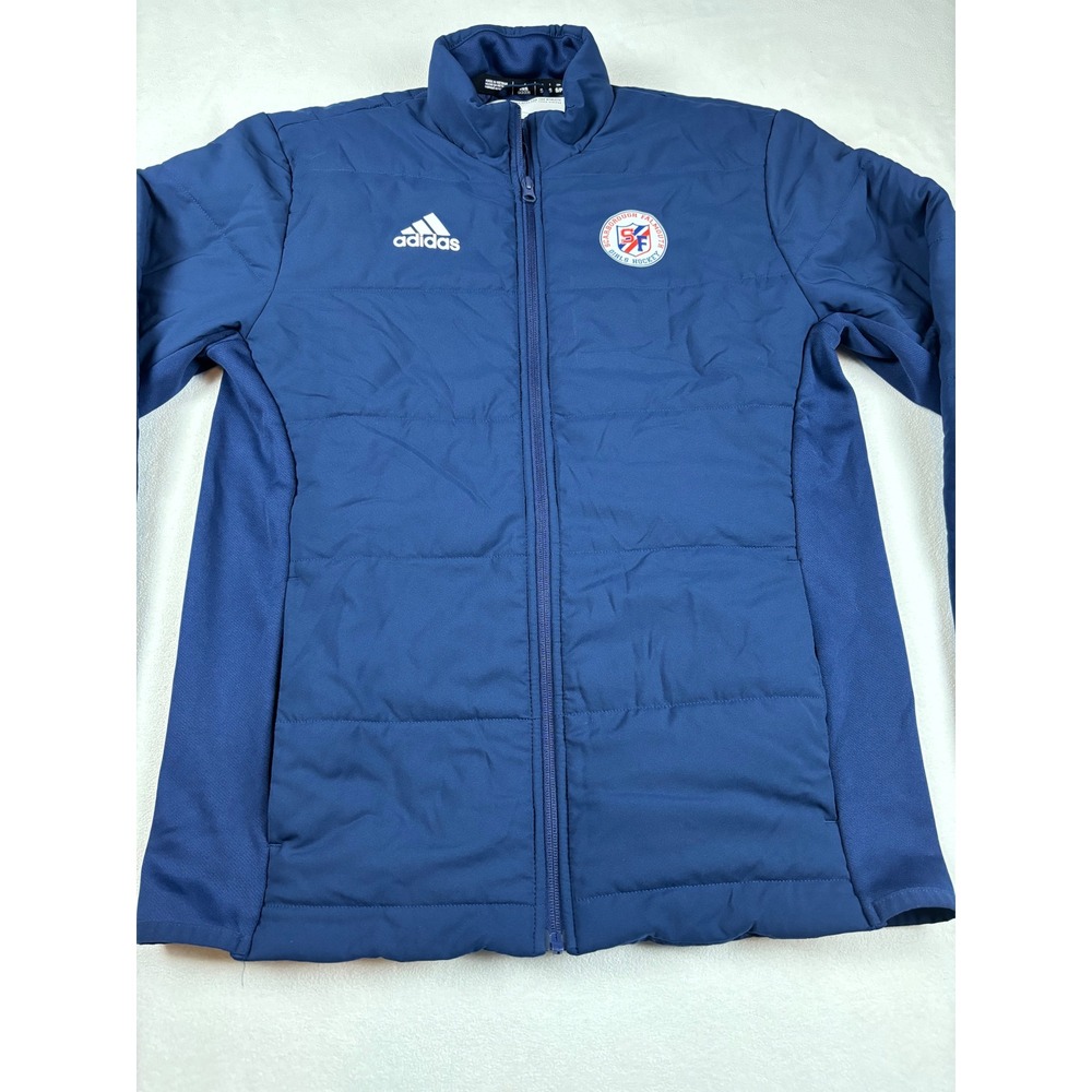 Adidas Mens Navy Blue Puffer Jacket Scarborough Falmouth Girls Hockey Small